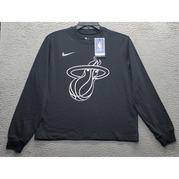 NBA Miami Heat Nike Tee Shirt Basketball Womens Small Black Loose Fit Crew Neck - Picture 1 of 7